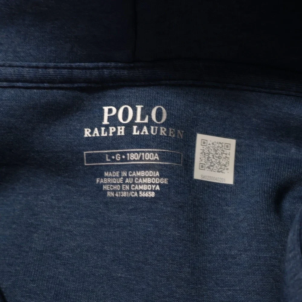 Polo Ralph Lauren Double Knitt Hoodie Mens L Blue Full-Zip Heathered $150 NWT